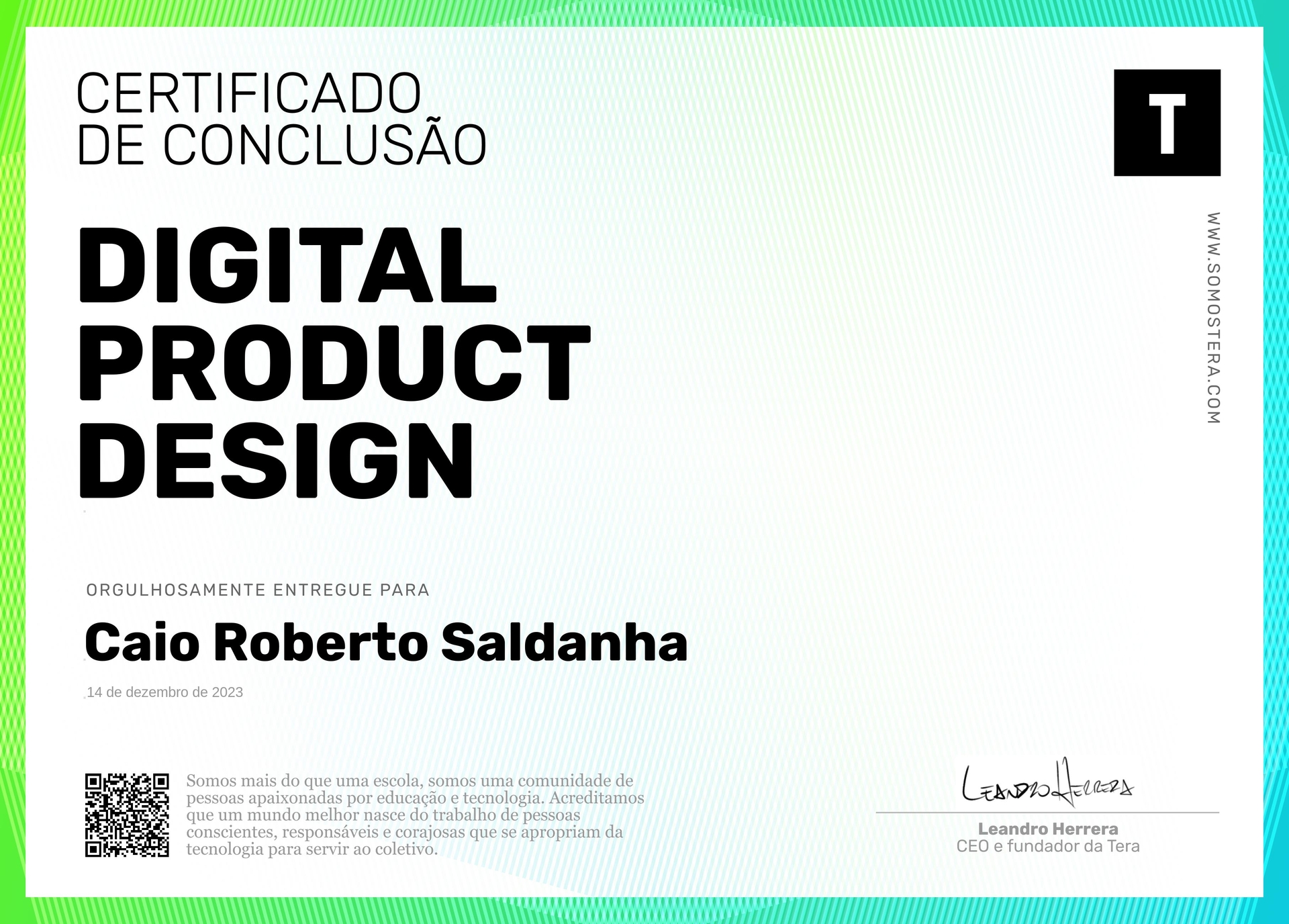 Certificado de Caio Roberto Saldanha