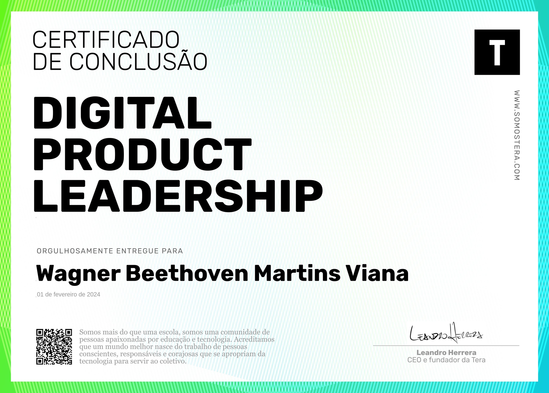 Certificado de Wagner Beethoven Martins Viana